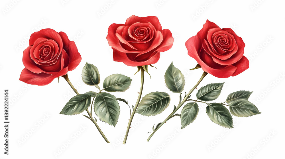 Fototapeta premium drawing roses illustration