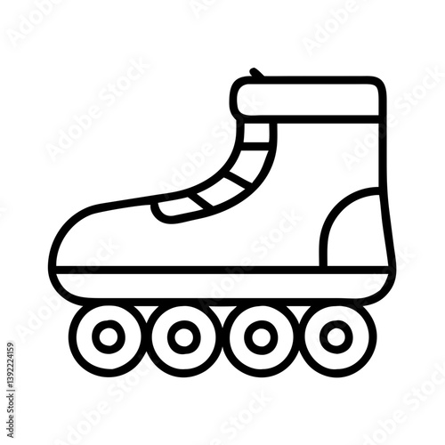 Inline roller skate vector icon illustration for skating, rollerblading and outdoor recreation activites
