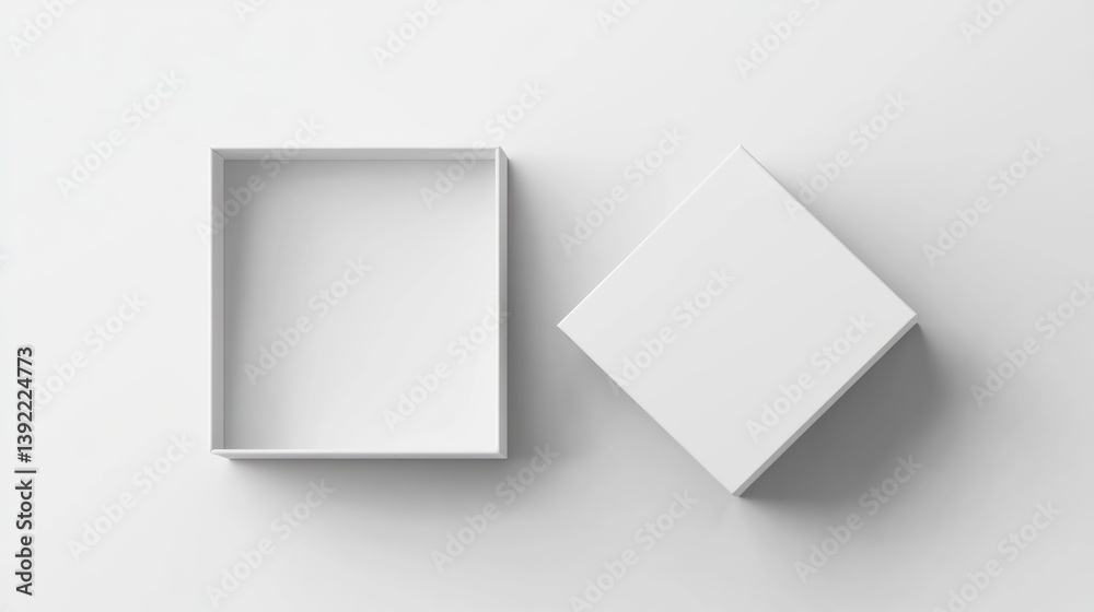Empty white box mockup, open top view Empty white box mockup, open top view