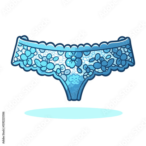Blue lace panties with floral pattern. Ideal for lingerie collections, intimate apparel catalogs, fashion accessories, or wedding undergarment essentials.