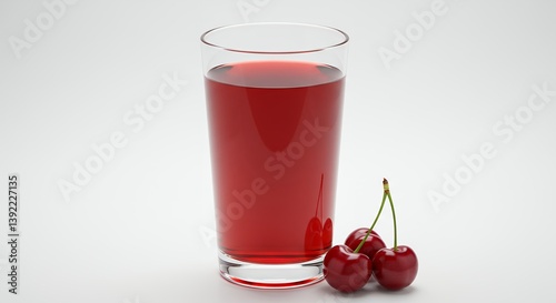 Wallpaper Mural Refreshing Cherry Juice Glass with Fresh Ripe Cherries on White Background Torontodigital.ca