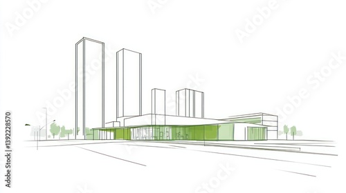 Architectural Sketch of Modern Cityscape photo