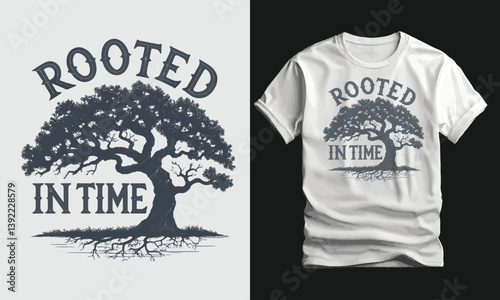 Rooted in Time, typography Ancient Trees T-shirt design