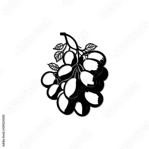 Abstract minimalist design showcasing a stylized grape cluster with leaves