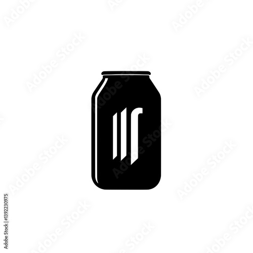 Beverage can icon with simple vertical stripe design for drink branding or minimal label design themesv