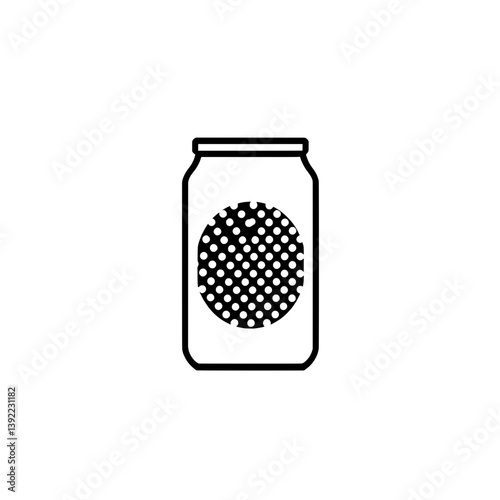 Simple beverage can icon featuring a honeycomb pattern in outline style for drink and branding visuals