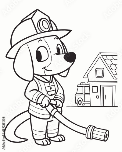 Firefighter Dog Coloring Page