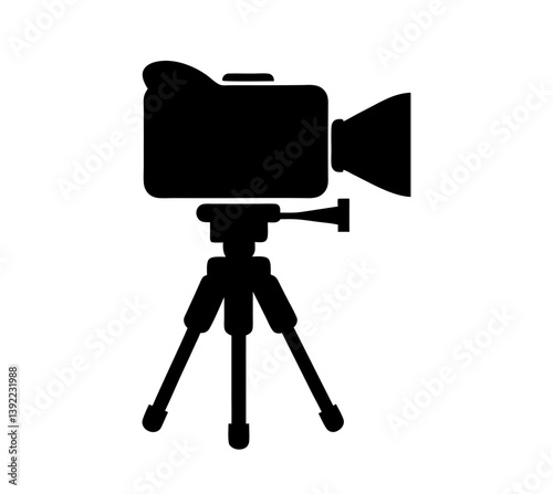 Camera on a tripod silhouette