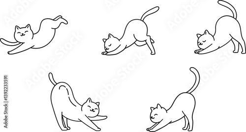 Playful cat animations in minimal style showcasing movement in vector art