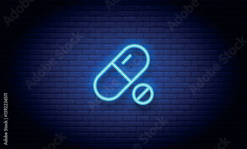 Colorful Neon Pill icon. Capsule  medicine sign. tablet icon.
