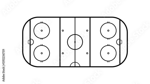 Ice hockey field symbol, black isolated silhouette