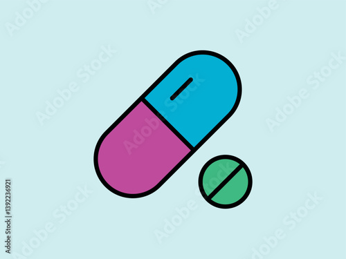 Colorful pill icon. Capsule  medicine sign. tablet icon.