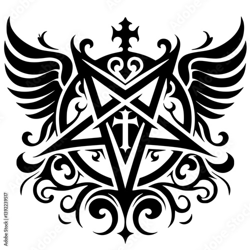 Elegant satanic symbol silhouette