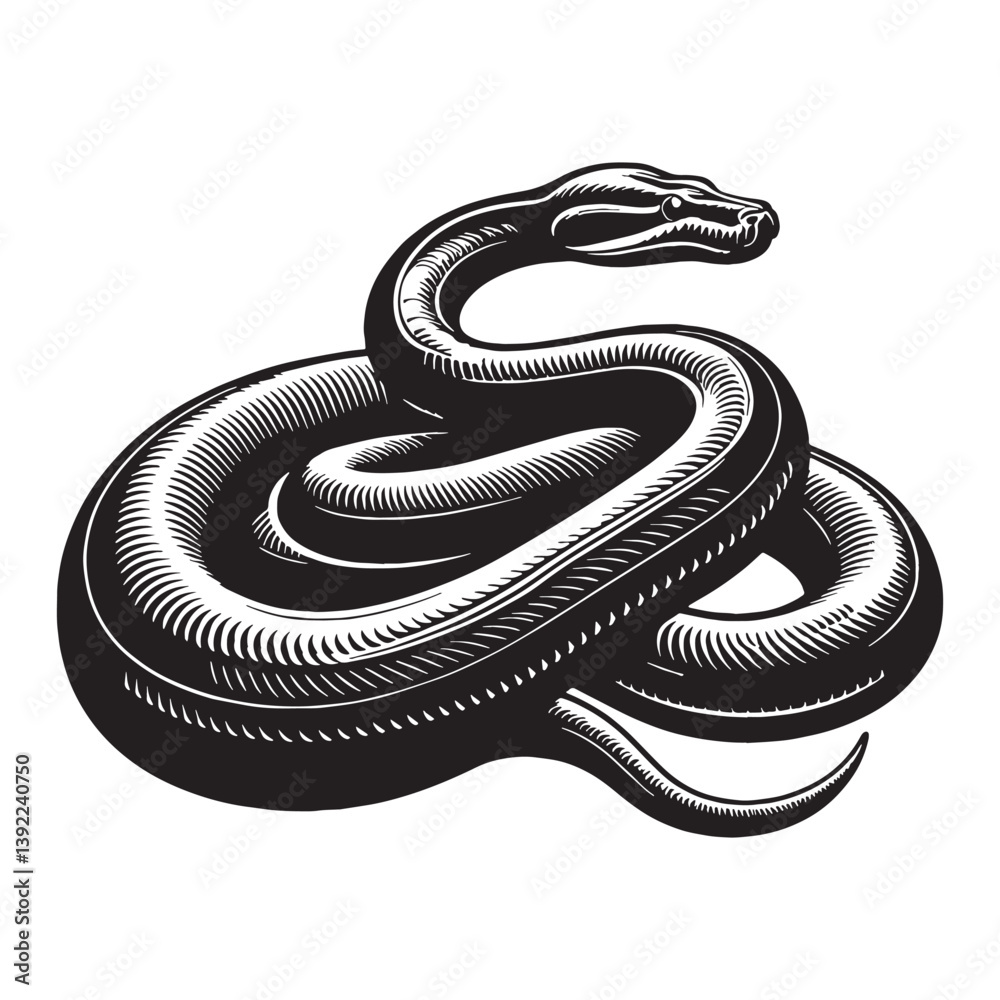 Obraz premium Powerful Python silhouette, embodying the might of nature – Python illustration – Python vector – Snake silhouette