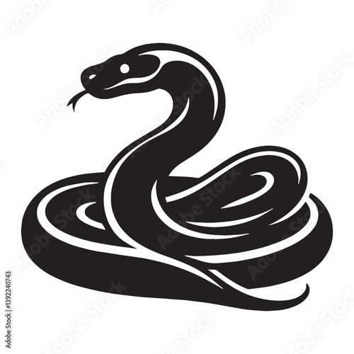 Lethal Python silhouette, a predator with unmatched power – Python illustration – Python vector – Snake silhouette

