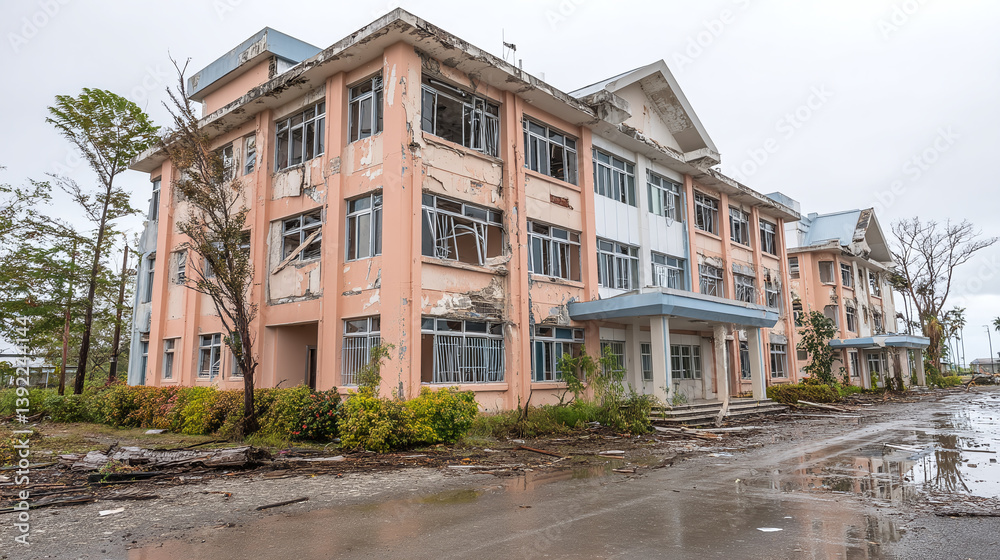 Fototapeta premium Damaged Building After a Natural Disaster