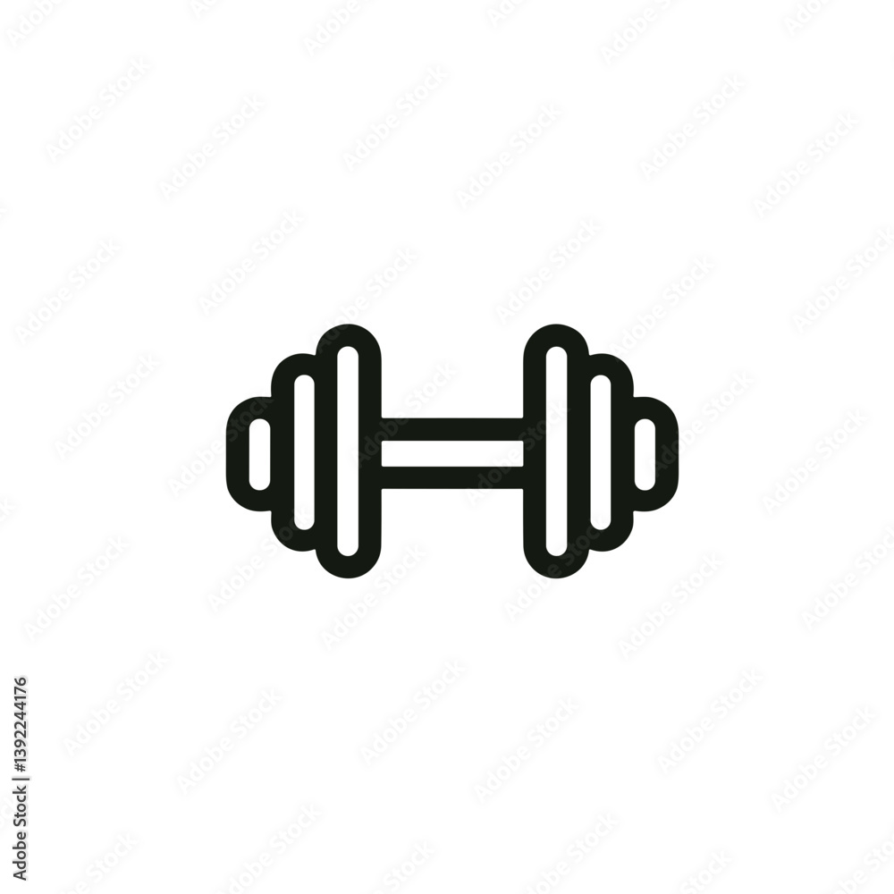 Minimalistic line art illustration of a dumbbell with clean geometric shapes and smooth lines Minimalistic line art illustration of a dumbbell with clean geometric shapes and smooth lines