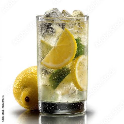 Refreshing Glass of Lemon Water with a Slice
