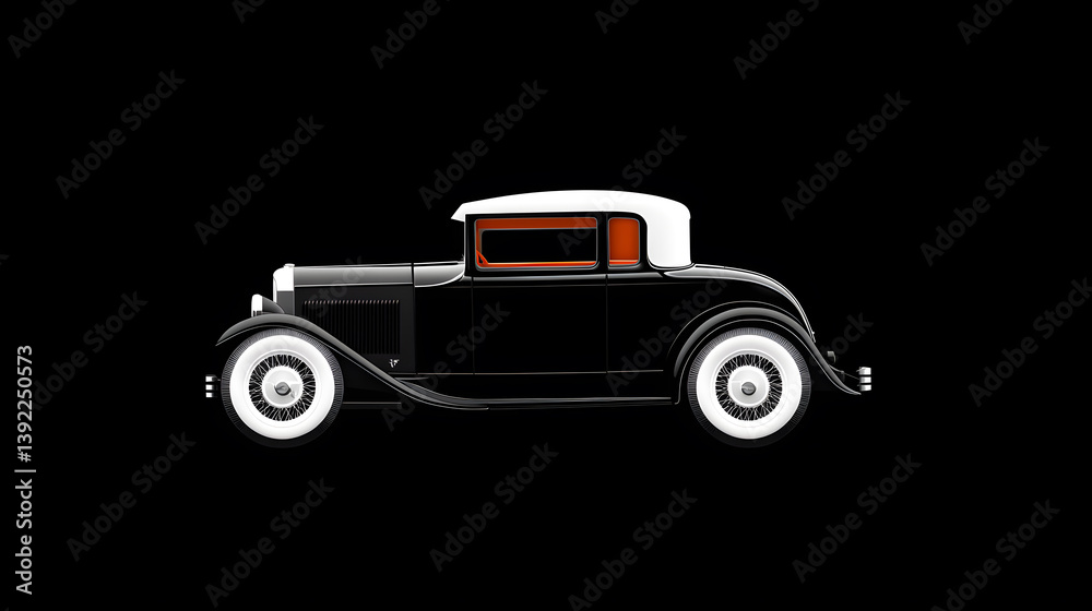 Fototapeta premium Classic retro car illustration isolated on black background