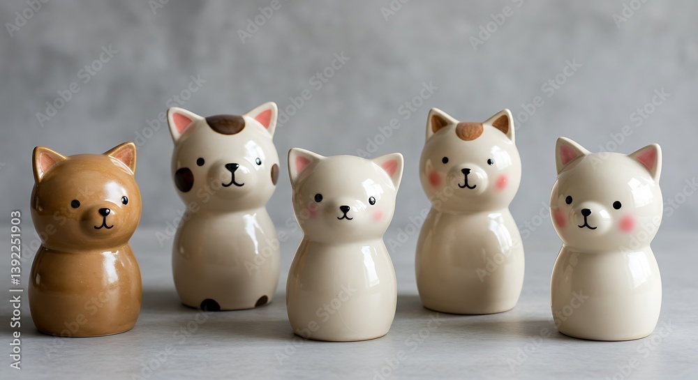 Ceramic Cat Family: Whimsical Charm AI Generated Ceramic Cat Family: Whimsical Charm AI Generated