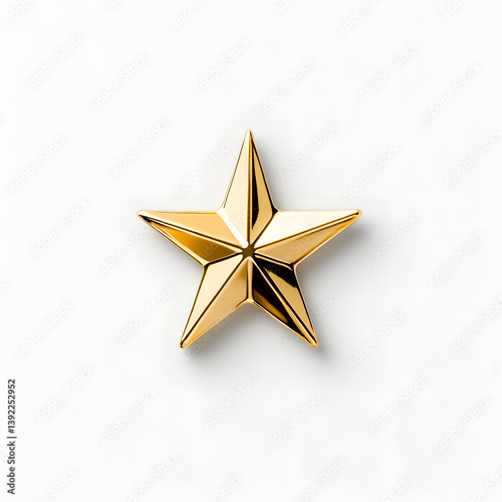 Obraz premium Golden five-pointed star isolated on white background