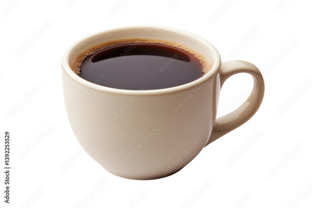 Aromatic black coffee in a beige mug perfect morning brew rich dark roasted beans creamy texture isolated on transparent background Aromatic black coffee in a beige mug perfect morning brew rich dark roasted beans creamy texture isolated on transparent background