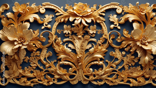 Golden Baroque Floral Ornaments Adding Elegance to Decorative Designs