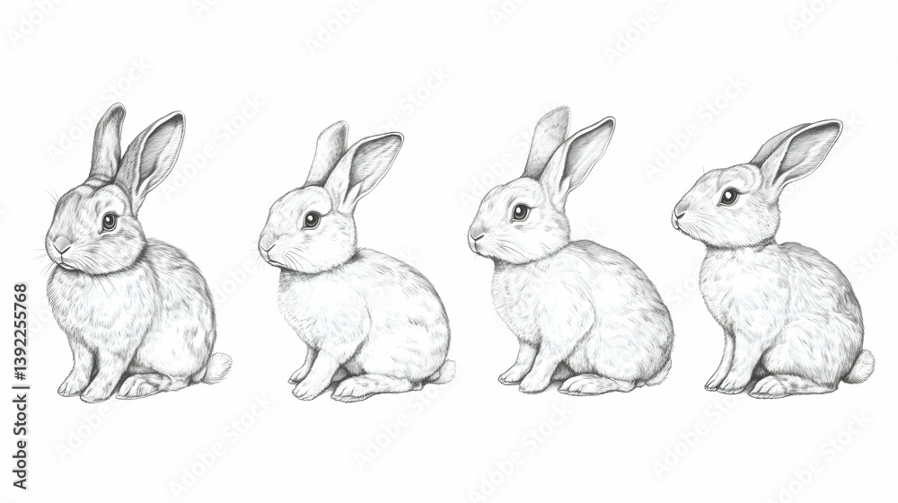Obraz premium drawing bunny rabbits illustration