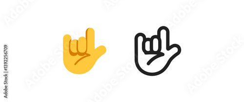 I Love You Hand Emoji Icon - Color and Outline Style
