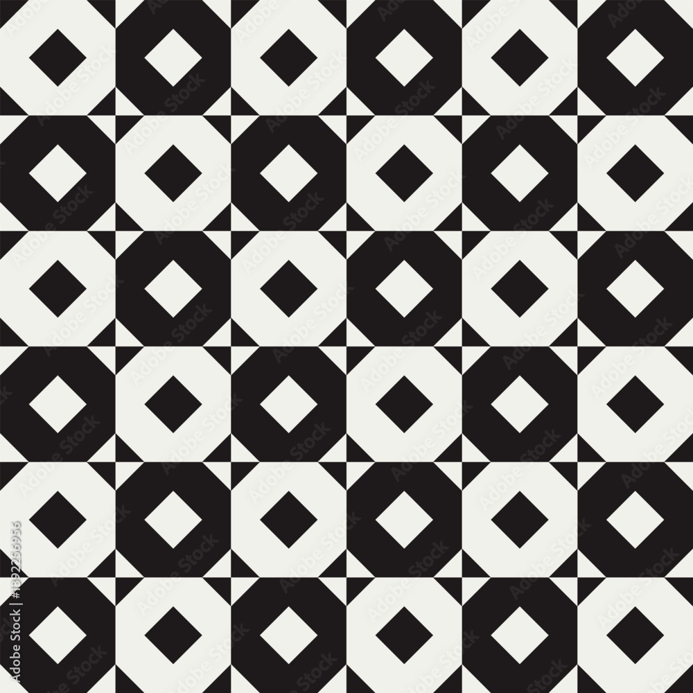 Mid century modern geometric shapes pattern in black and white. Repeated and decorative design that can be used for packaging, decorating, interior design, wallpapers, and more. Mid century modern geometric shapes pattern in black and white. Repeated and decorative design that can be used for packaging, decorating, interior design, wallpapers, and more.
