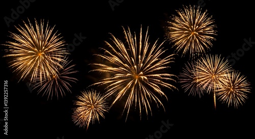 Golden Fireworks Display Illuminating the Night Sky AI Generated