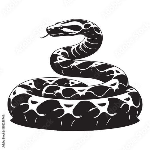 Majestic Boa Constrictor silhouette, a symbol of the jungle’s power – Boa Constrictor illustration – Minimalist Boa Constrictor vector – Snake silhouette

