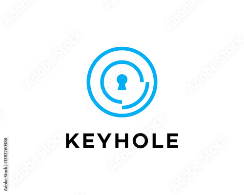 Abstract Blue Keyhole Logo Design, Circular, Modern, Security, Technology, Graphic, Brand, Identity,