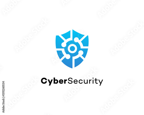 Cybersecurity Shield Logo Digital Protection, Network Security