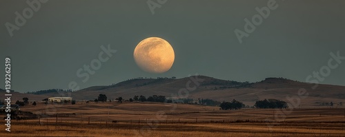 Wallpaper Mural Full moon dominates a clear night sky, its radiance illuminating rolling hills - background seamless texture abstract design Torontodigital.ca