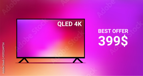 QLED 4K television sale. Affordable and high-quality display with vibrant colors and modern design.