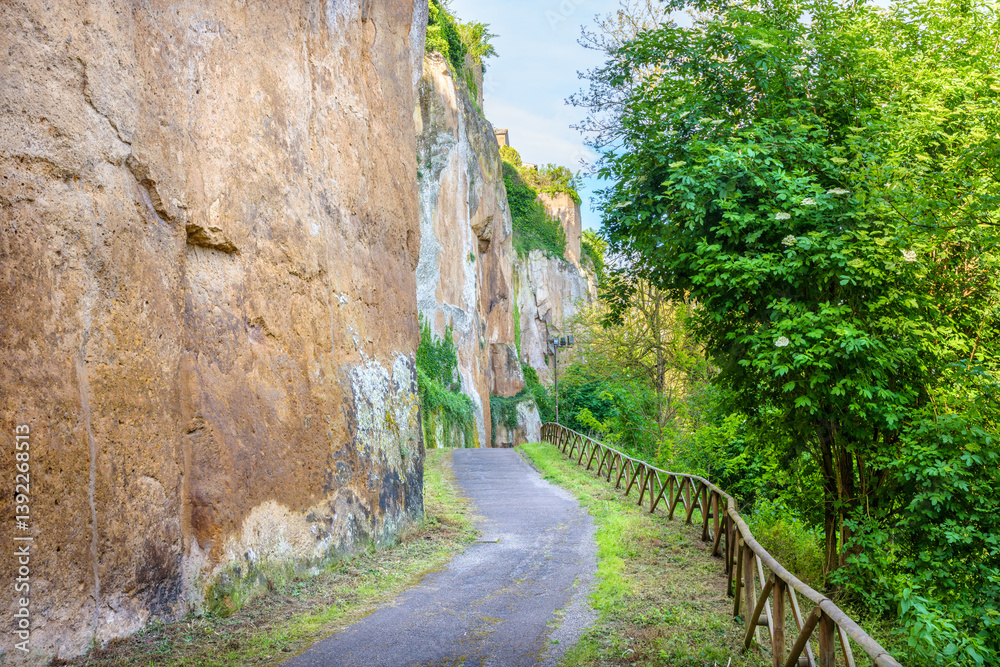 Trail along cliff. Orvieto, Umbria, Italy