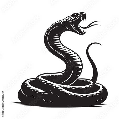Venomous Viper silhouette, a quick and lethal predator – Viper illustration – Minimalist Viper vector – Snake silhouette

