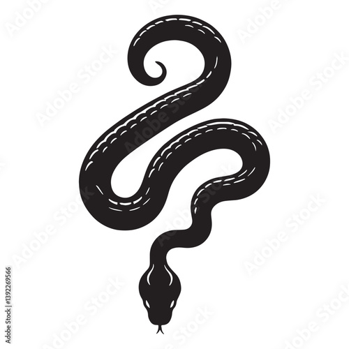 Evasive Viper silhouette, slithering through the grass with skill – Viper illustration – Minimalist Viper vector – Snake silhouette

