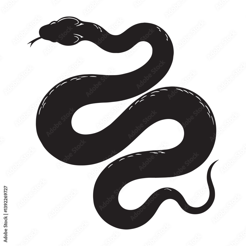 Fototapeta premium Cunning Viper silhouette, the perfect predator of the wild – Viper illustration – Minimalist Viper vector – Snake silhouette