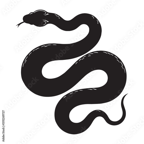 Cunning Viper silhouette, the perfect predator of the wild – Viper illustration – Minimalist Viper vector – Snake silhouette

