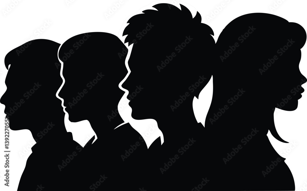 Silhouette Group Of Diverse People Faces Profile Vector Illustration Design, silhouette, people, profile, group, faces, diverse, vector, illustration, men, women, person, team, portrait, head, shape Silhouette Group Of Diverse People Faces Profile Vector Illustration Design, silhouette, people, profile, group, faces, diverse, vector, illustration, men, women, person, team, portrait, head, shape
