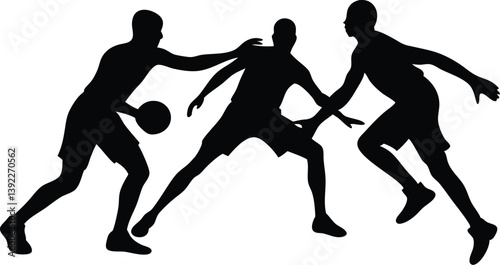 Basketball Players Dribbling The Ball Vector Silhouette Illustration Action Sport Graphic, basketball, players, dribbling, ball, vector, silhouette, illustration, action, sport, graphic, athlete