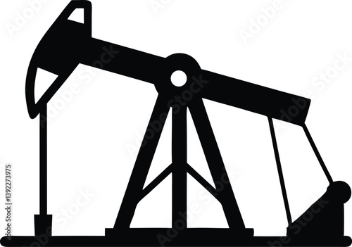 Oil Pump Jack Silhouette Energy Industry Icon Mining And Extraction Equipment, oil, pump, jack, energy, industry, silhouette, black, white, icon, vector, mining, extraction, equipment, derrick