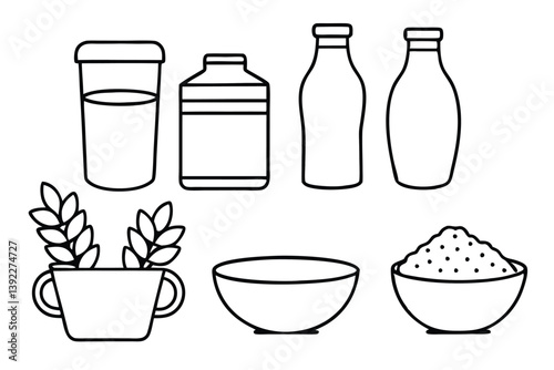Oat Milk Line Art Detailed Drawing for Artistic Illustration Projects  