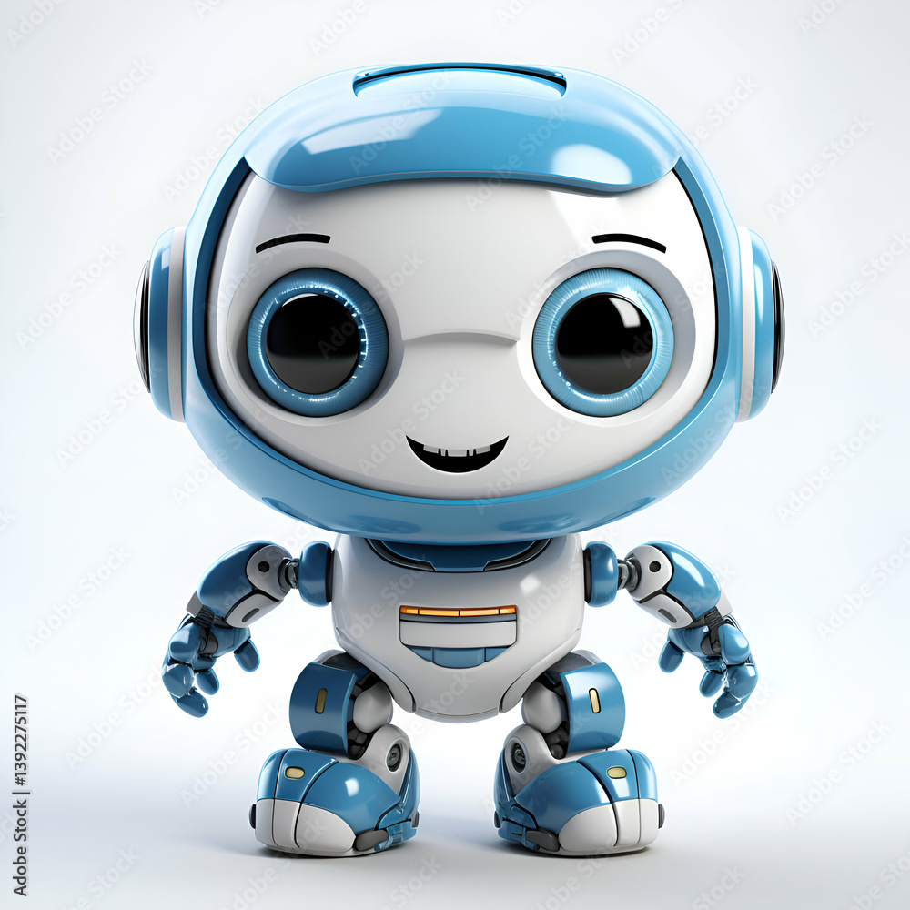 Adorable Blue Robot A 3D Render of a Friendly Digital Character Adorable Blue Robot A 3D Render of a Friendly Digital Character