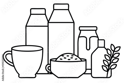 Oat Milk Line Art Simple Sketch for Digital Artwork Creation  