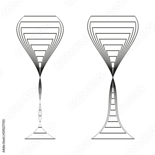 Obraz na płótnie Wine glass illusion. Abstract shape vector. Symmetrical black design. Reflective narrow stem. w salonie