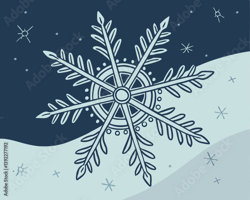 Decorative snowflake illustration on a winter backdrop  