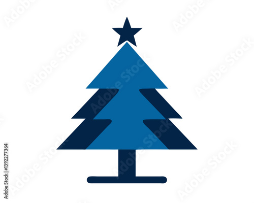 Stylized Christmas Tree in Blue Colors for Holiday Decorations  